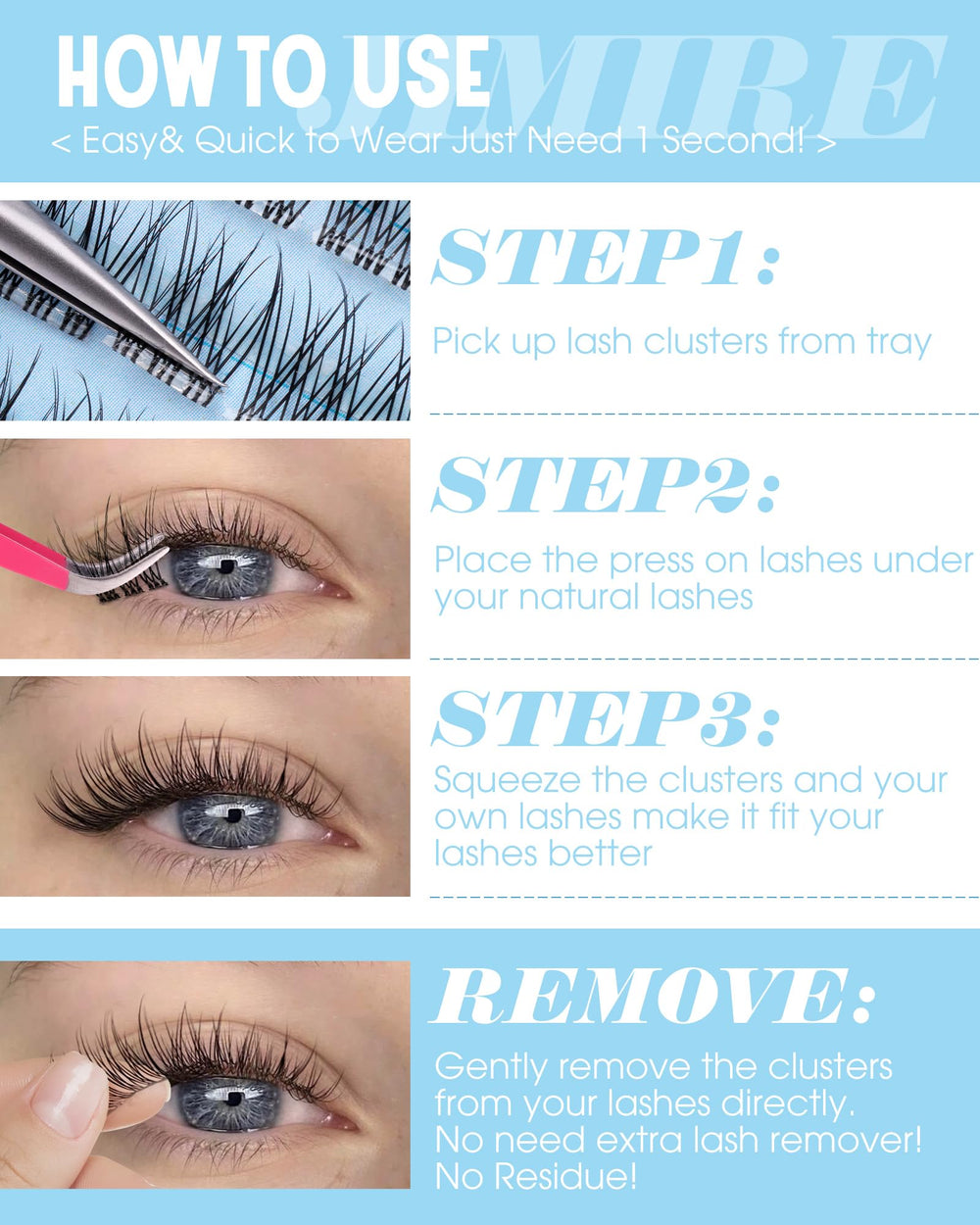 JIMIRE natural wispy look lashes for everyday wear