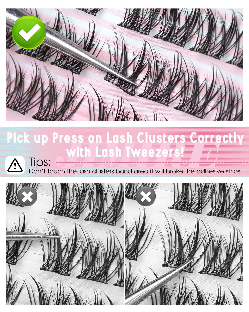 JIMIRE natural-looking finish blends with real lashes.