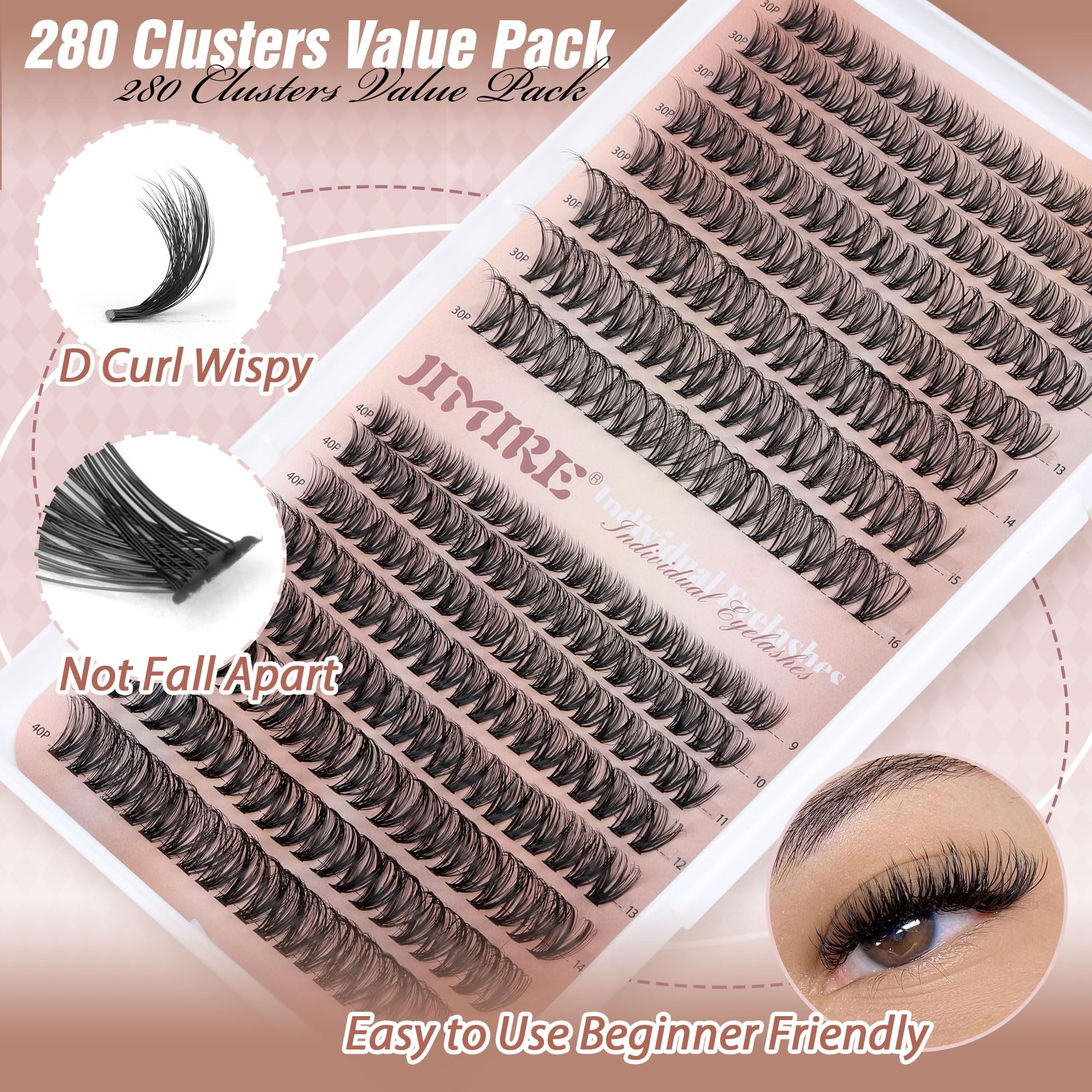 JIMIRE Pink lash box packaging ideal for storage and gifting.