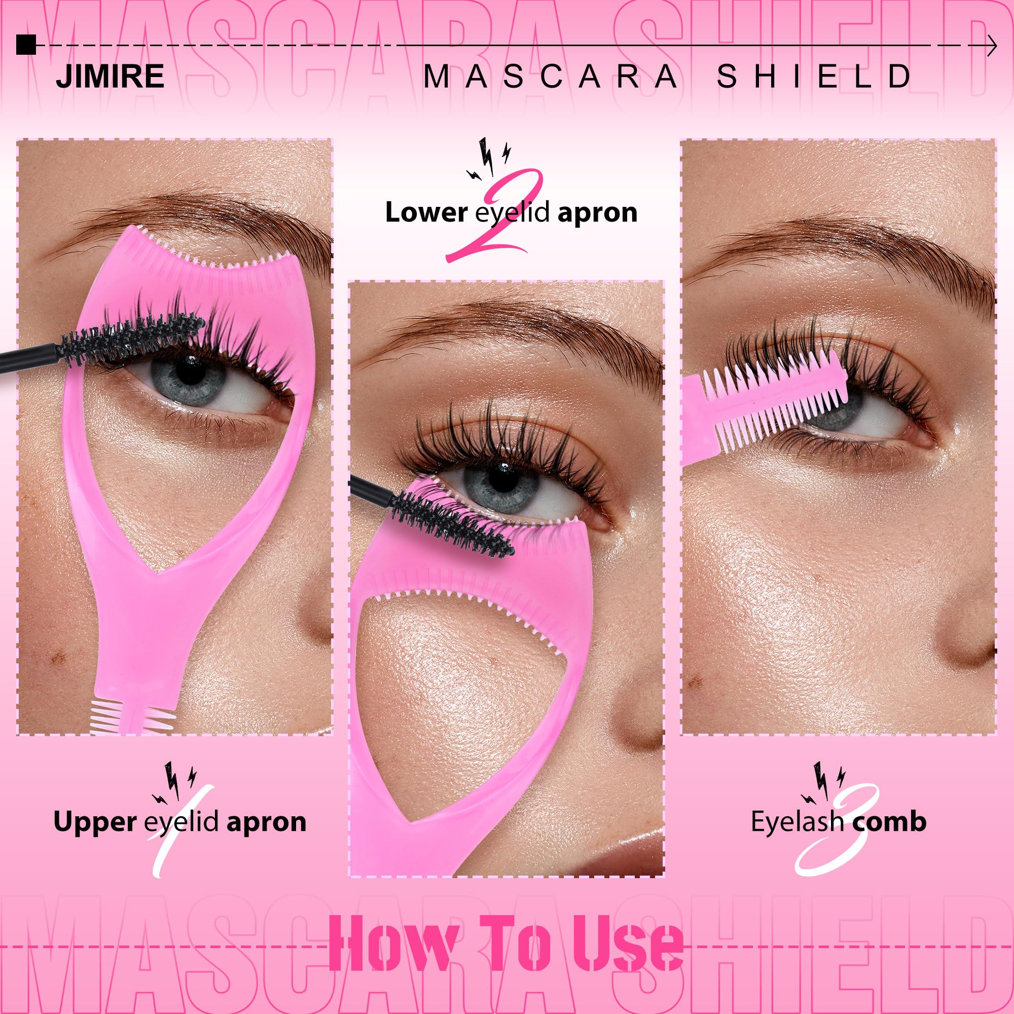 Jimire plum lash tool guard prevents mascara smudges.