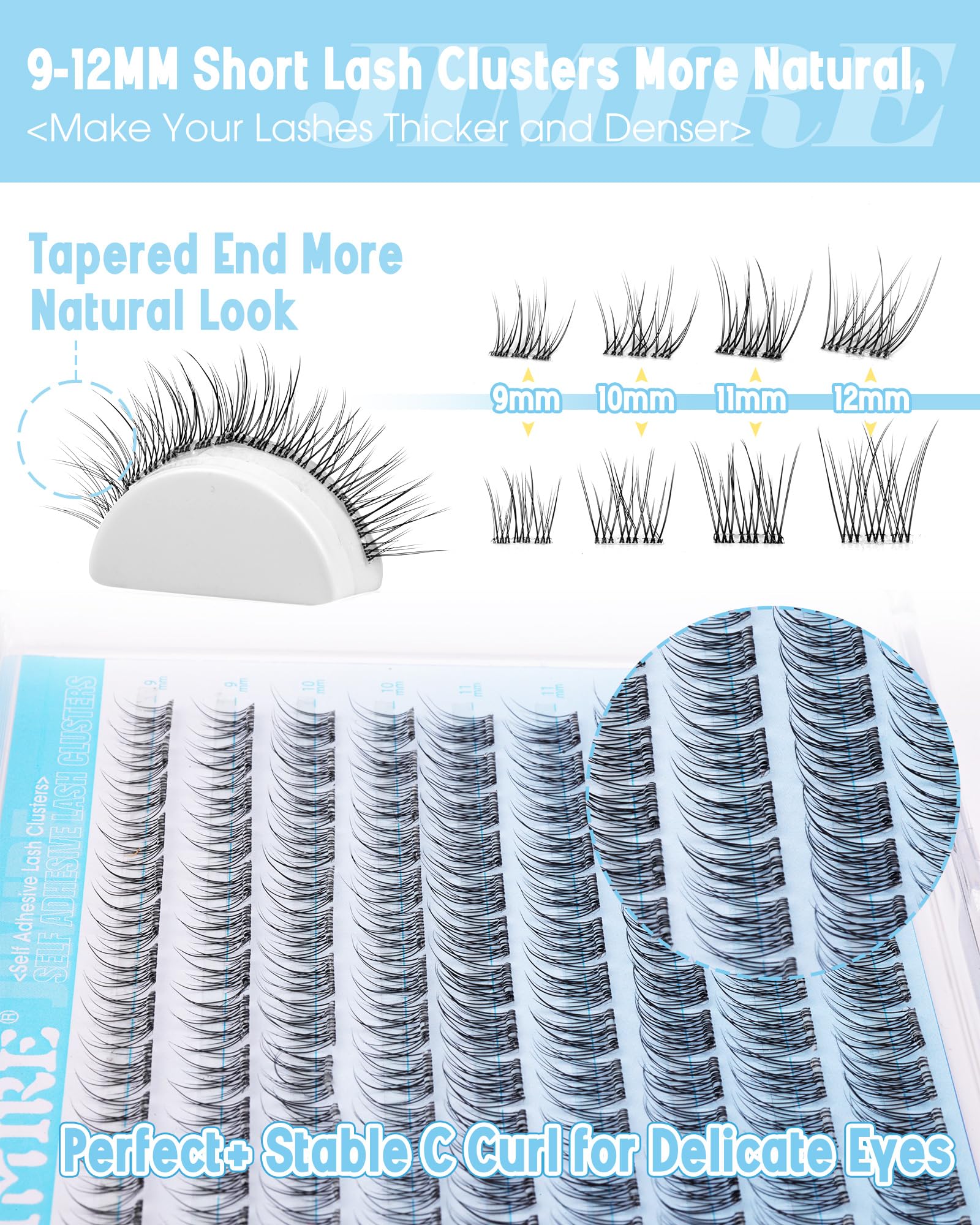JIMIRE pre-glued lash clusters reduce mess and save time