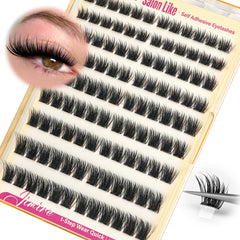 JIMIRE self-adhesive eyelashes wispy clusters 10-16mm for quick, mess-free application.