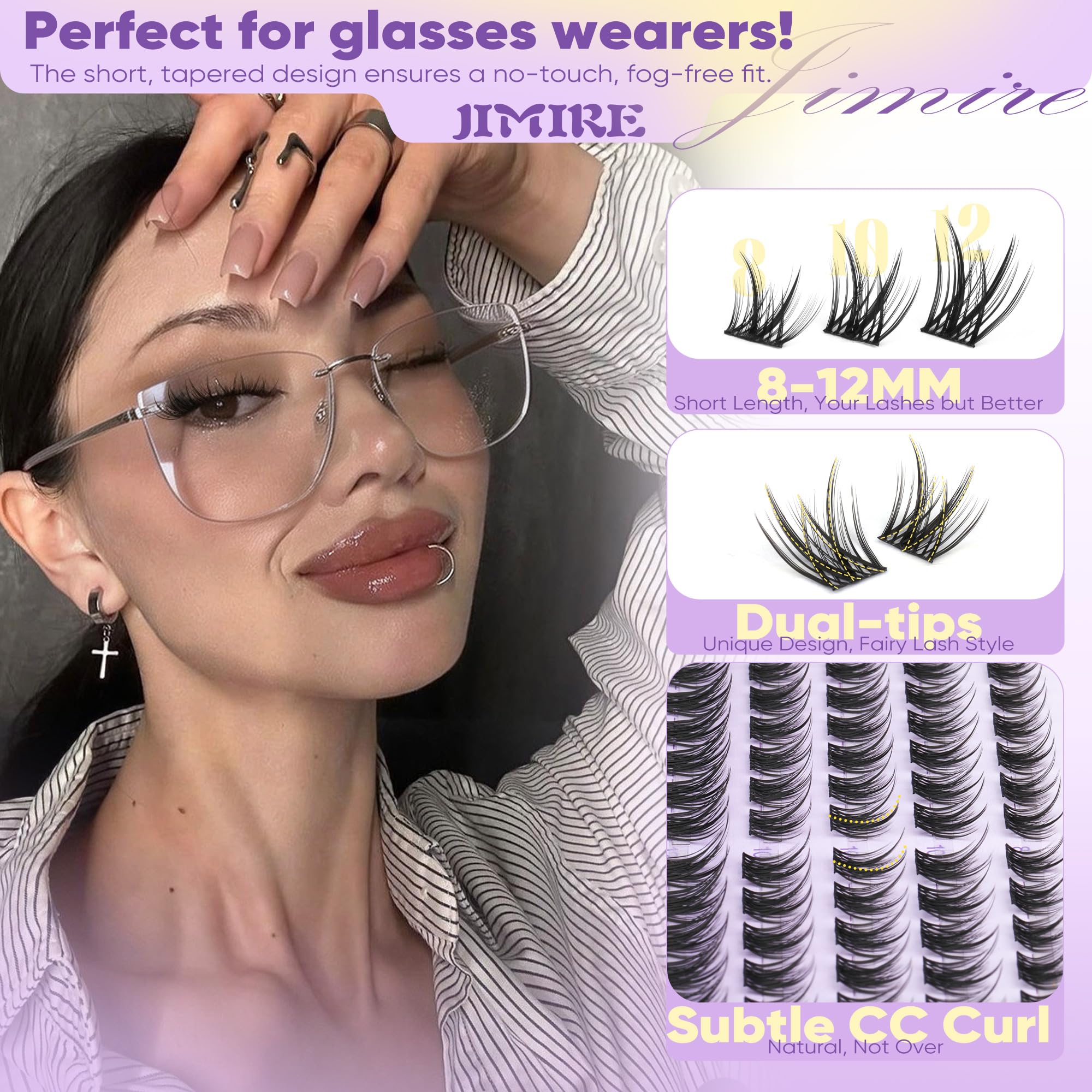 JIMIRE short lash clusters with C-curve for easy DIY application