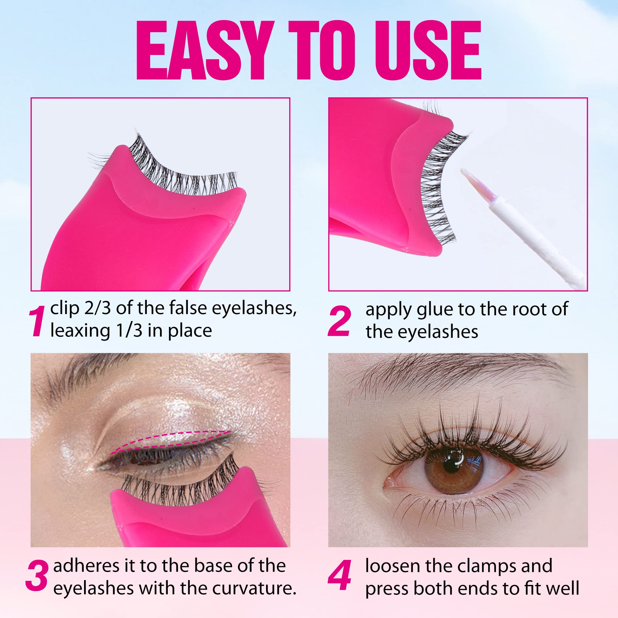 JIMIRE soft silicone tip protects delicate lashes and lids.