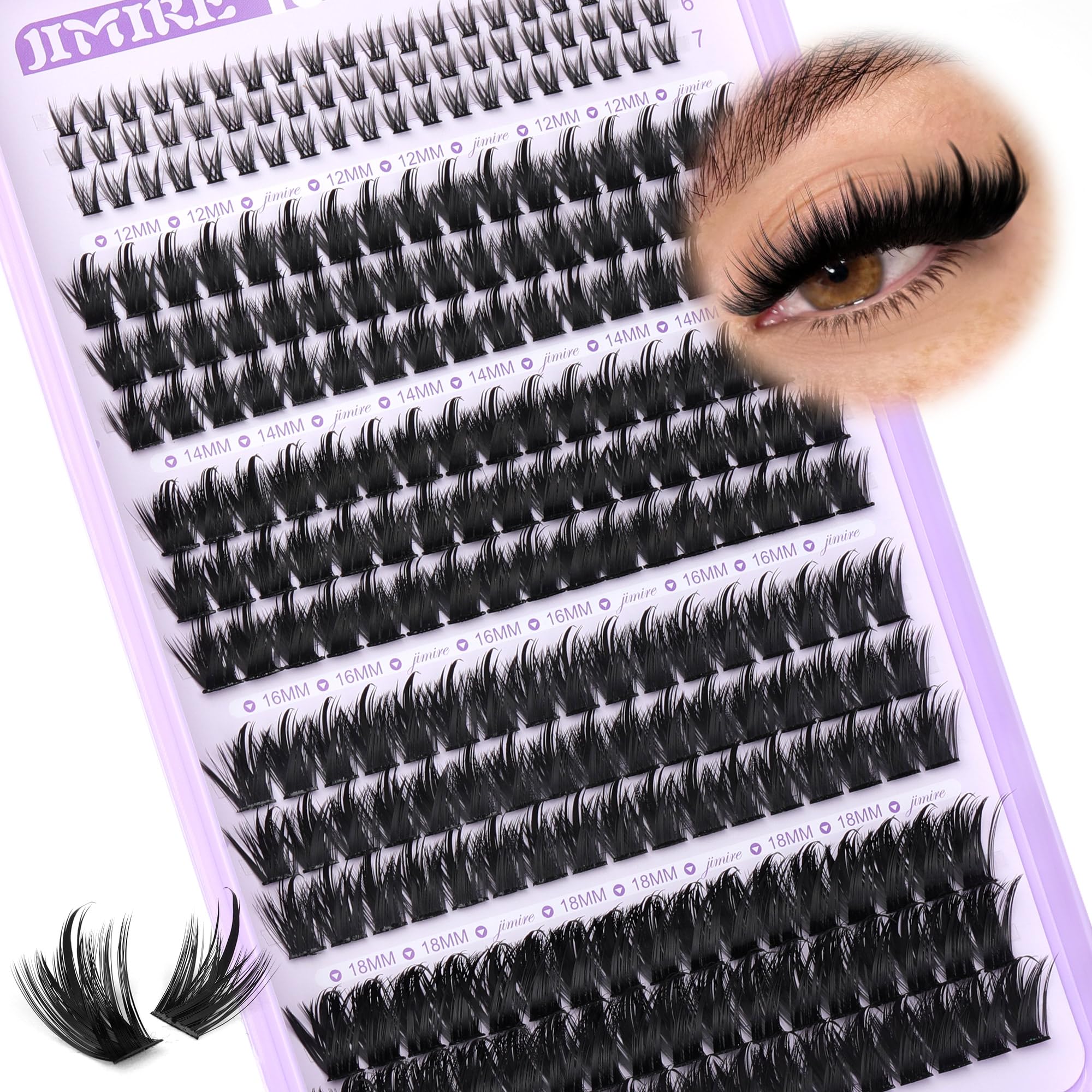 JIMIRE ultra-dense volume set with bottom lashes for cohesive look.
