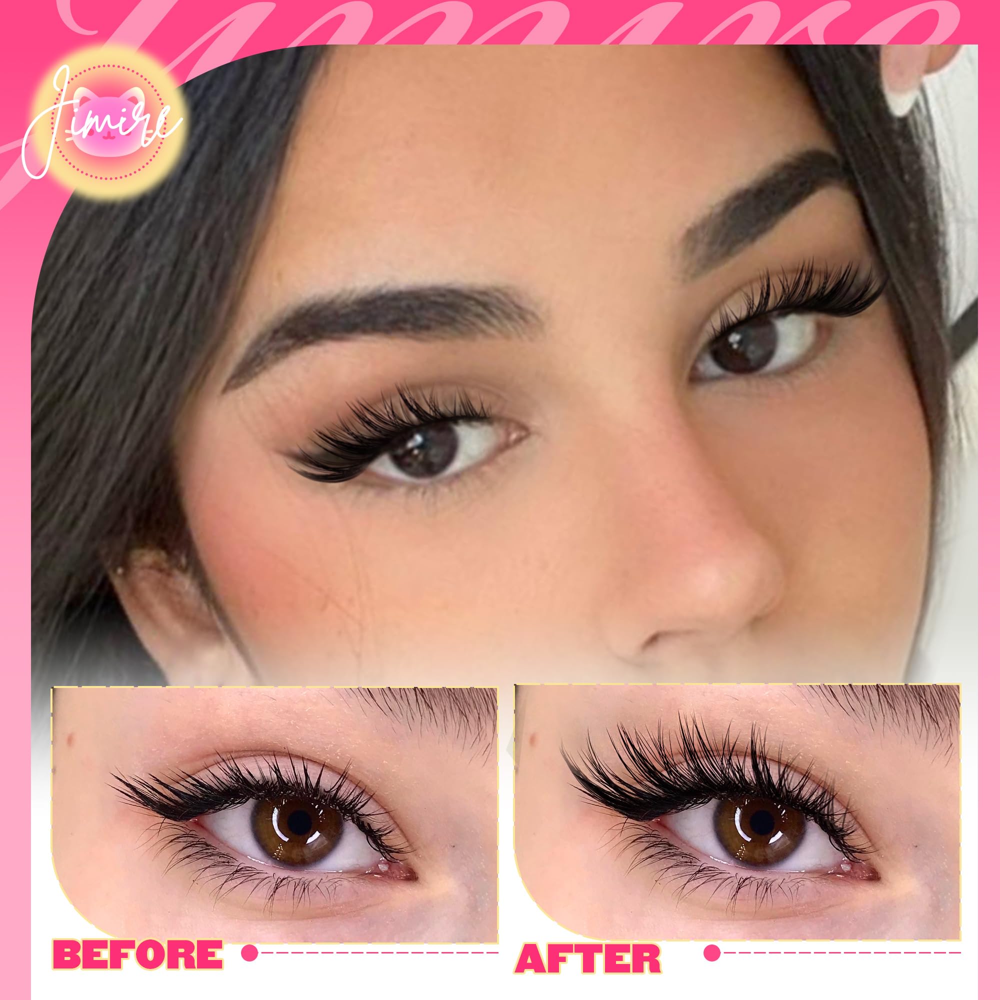 Jimire ultra-light soft PBT fibers ensure comfortable eyelash wear.