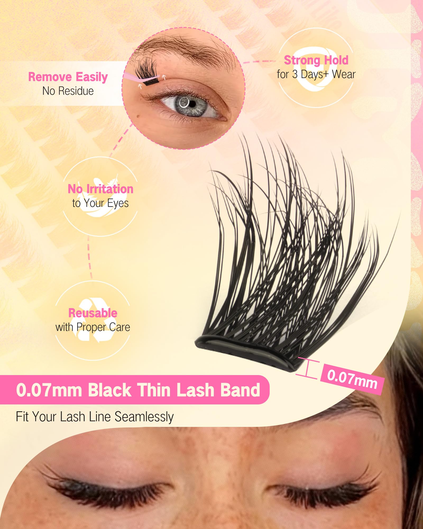 Jimire wispy lash clusters 10-16mm for versatile eye-opening looks.