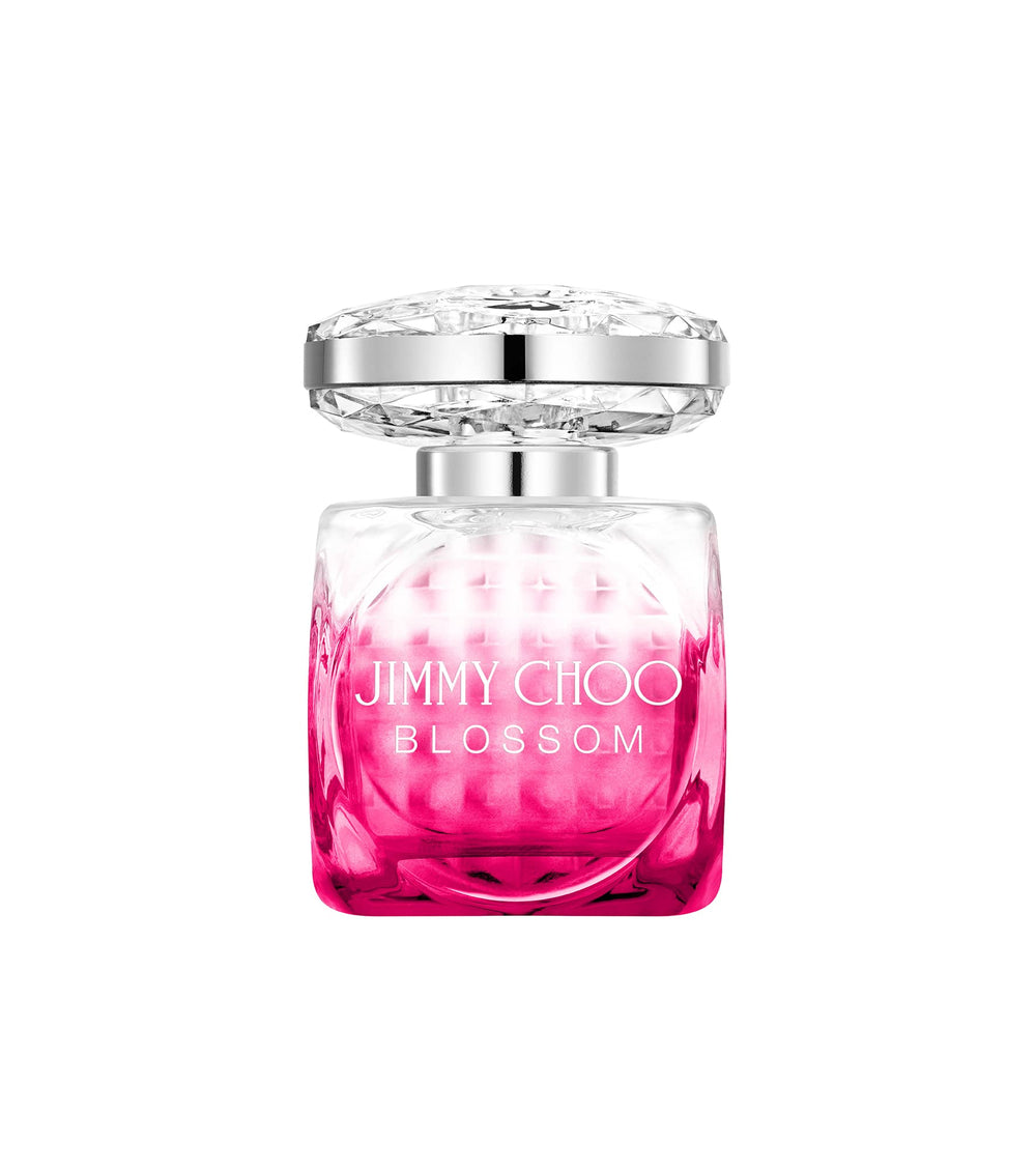 Jimmy Choo Blossom bottle front, a vibrant fragrance for confident, stylish days.