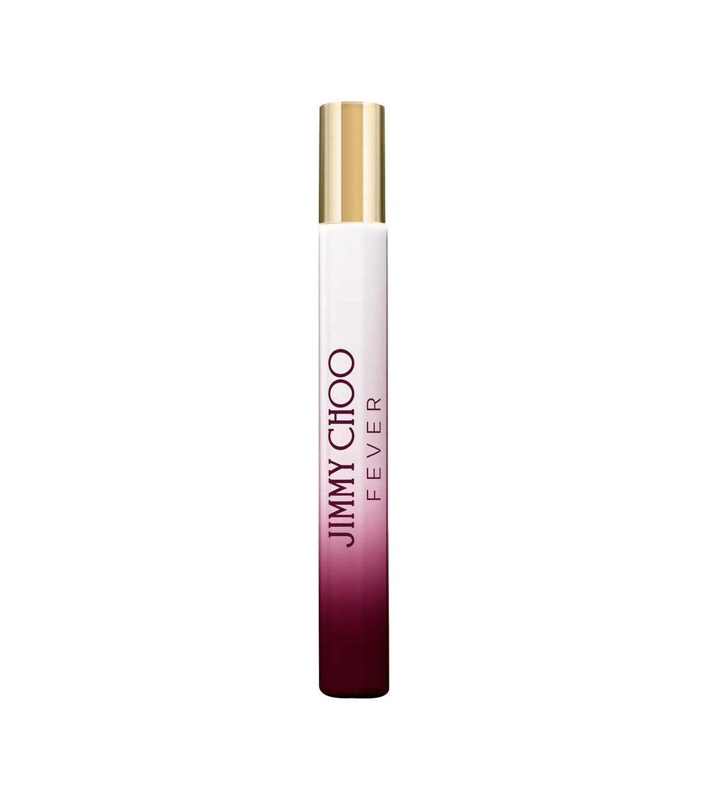 Jimmy Choo Fever travel spray bottle, compact luxury for on-the-go fragrance.