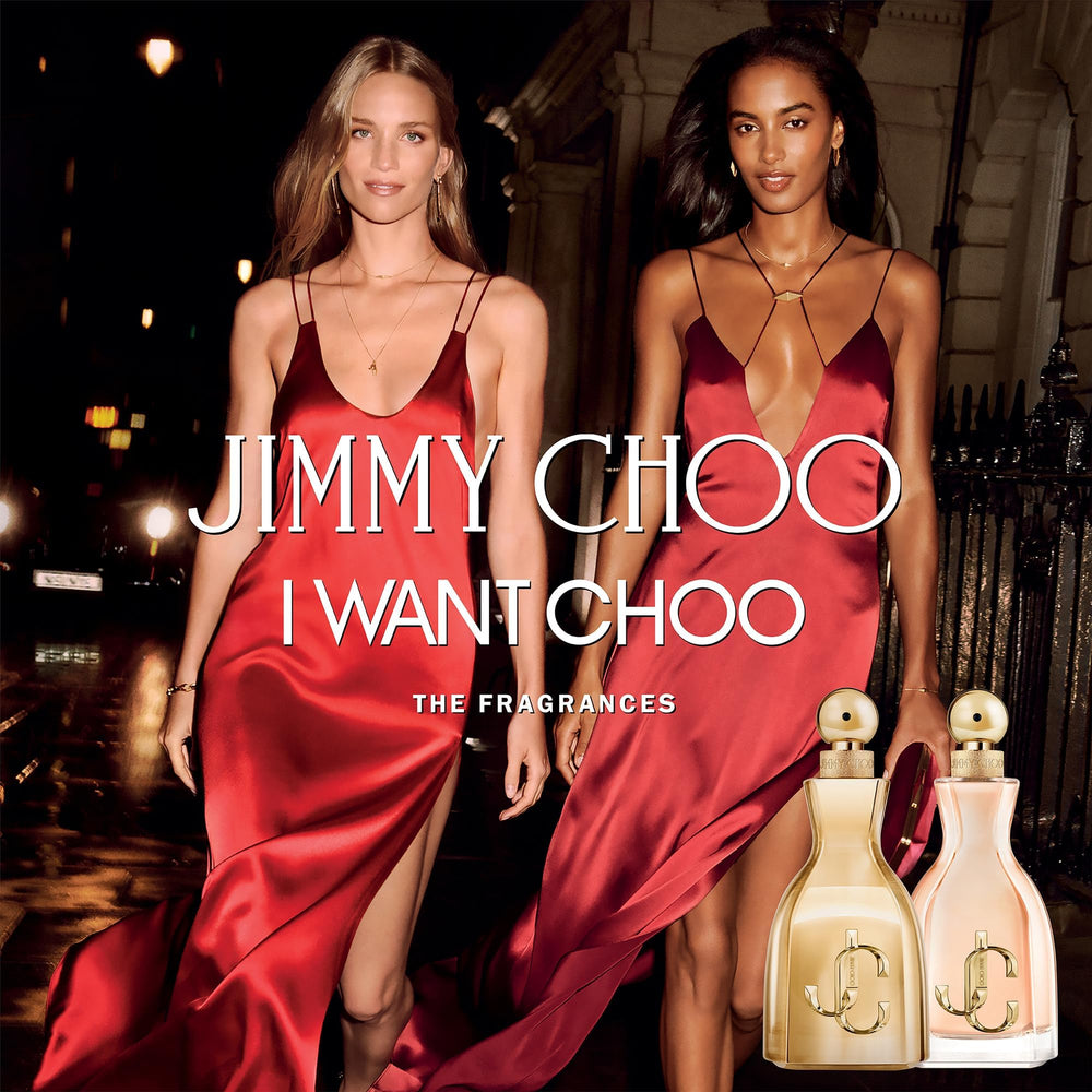 Jimmy Choo I Want Choo label detailing key notes.
