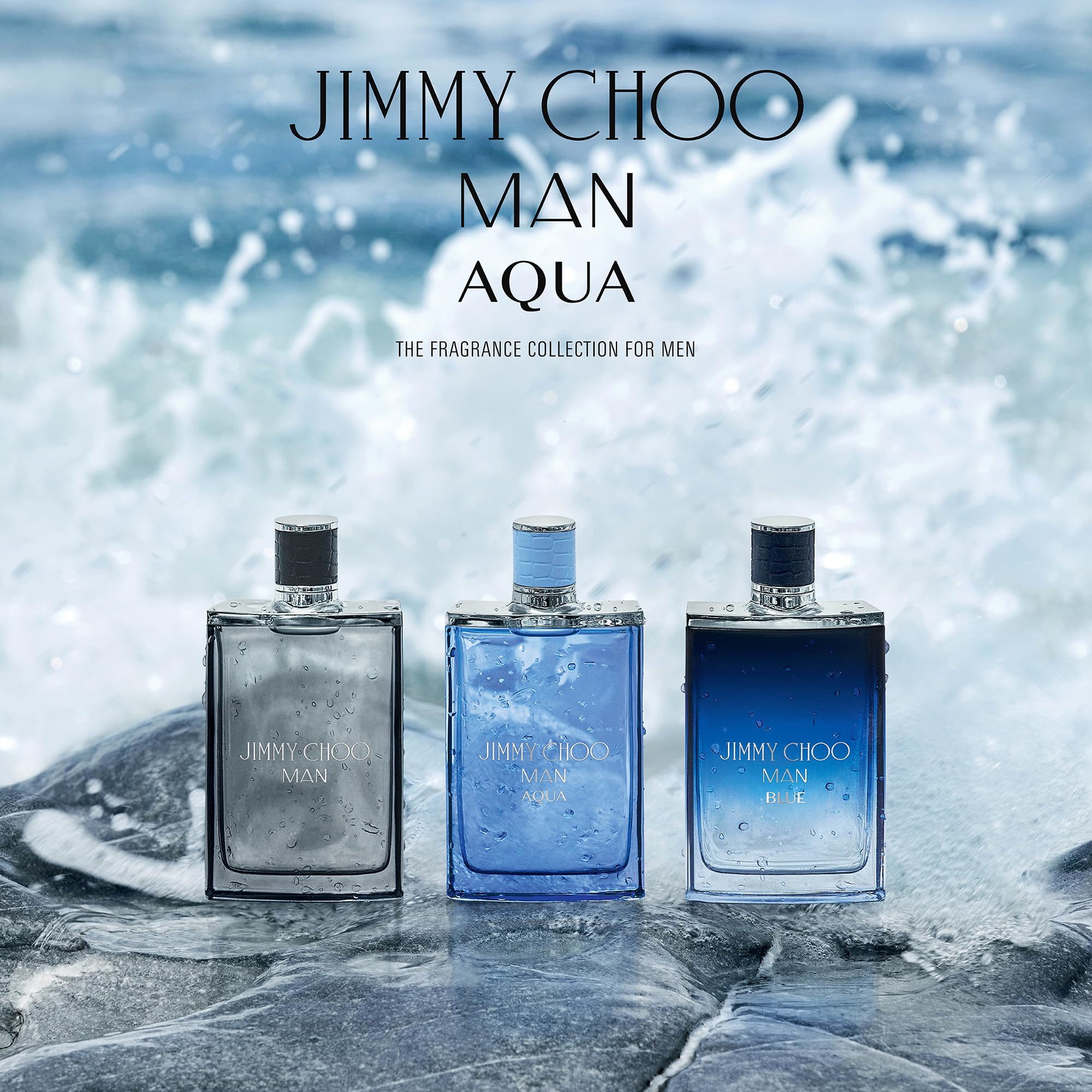 Jimmy Choo Man Aqua glass bottle highlights elegant, wearable scent
