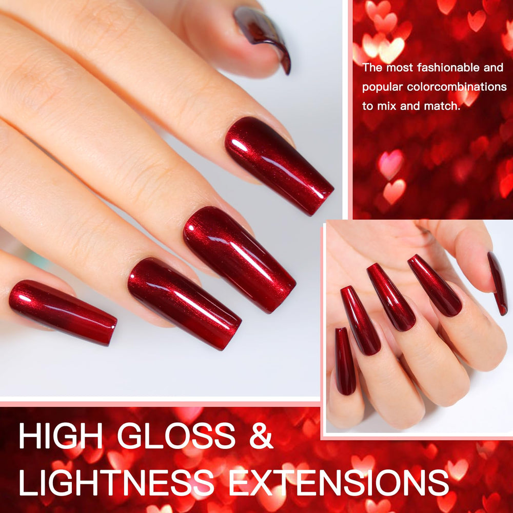 JimysCo COSMOO wine red polish swatch displaying chameleon shimmer