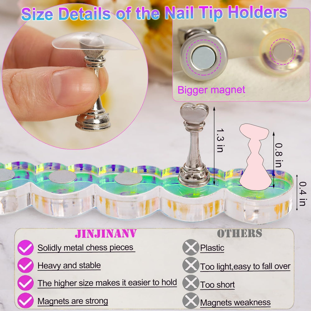 JINJINANV magnetic nail art holder keeps pieces securely in place during design.