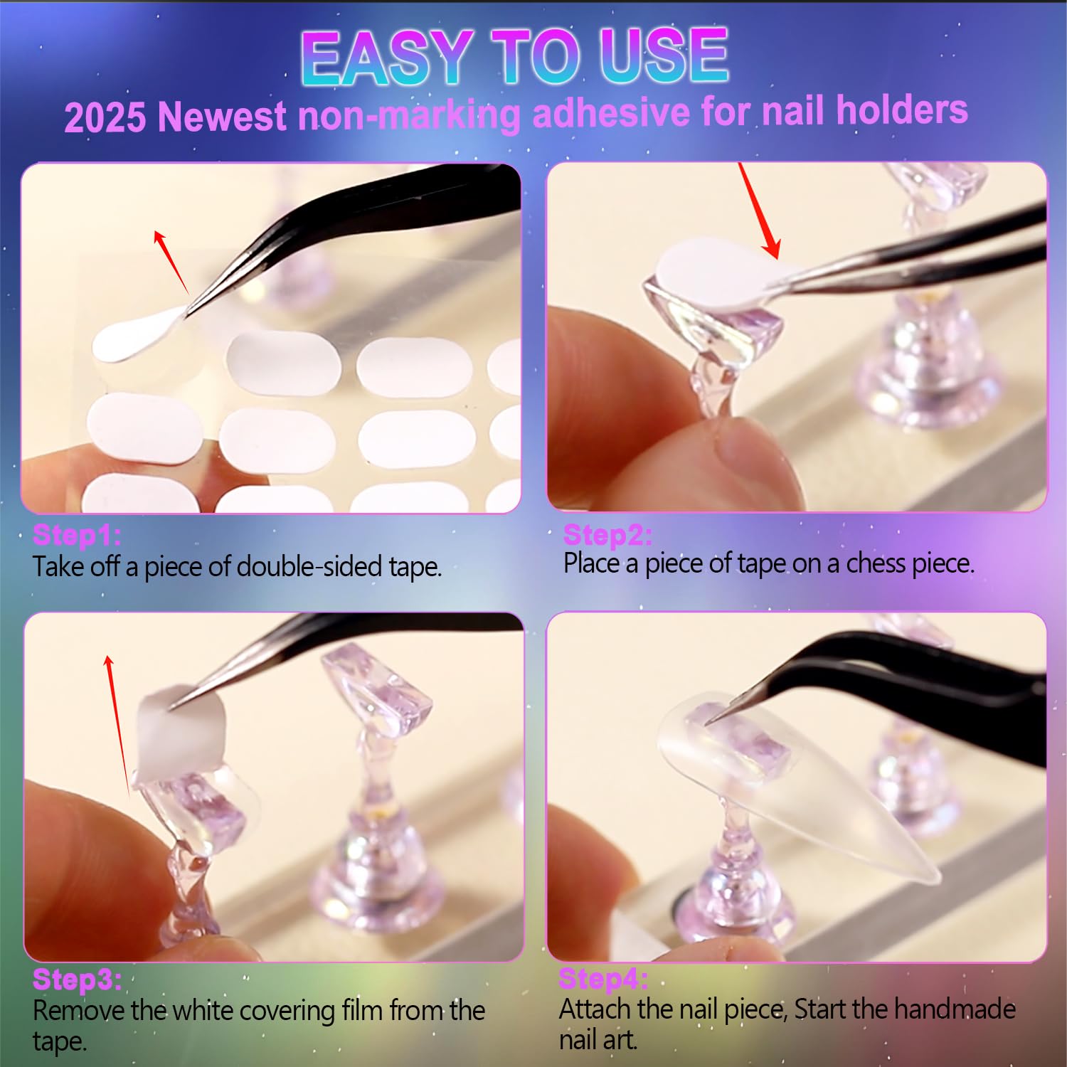 JINJINANV reusable glue tabs 100pcs simplify nail tips attachment.