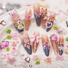 JINJINANV flores y corazones para uñas, toque romántico.
