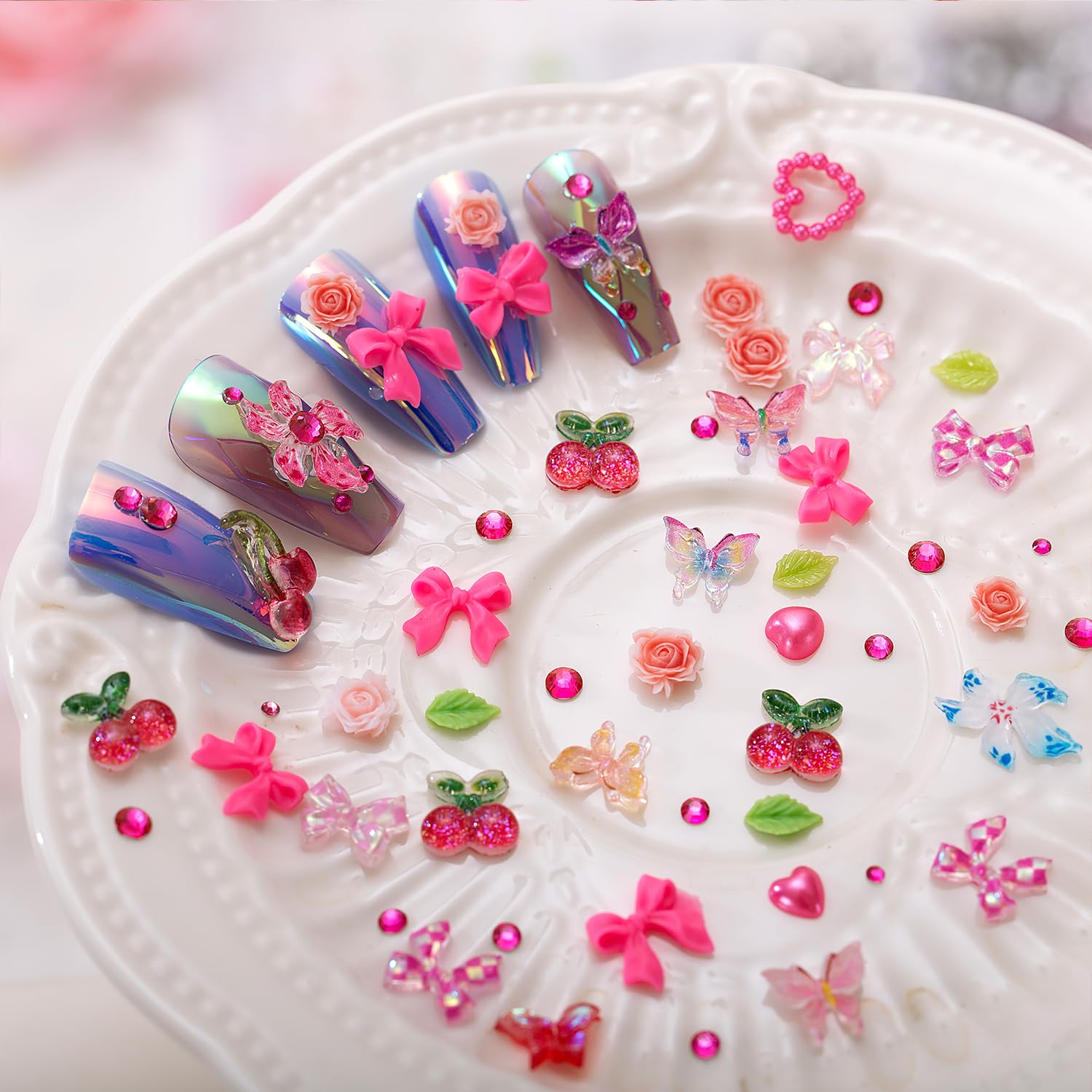 JINJINANV mariposas Aurora para uñas, brillo etéreo.
