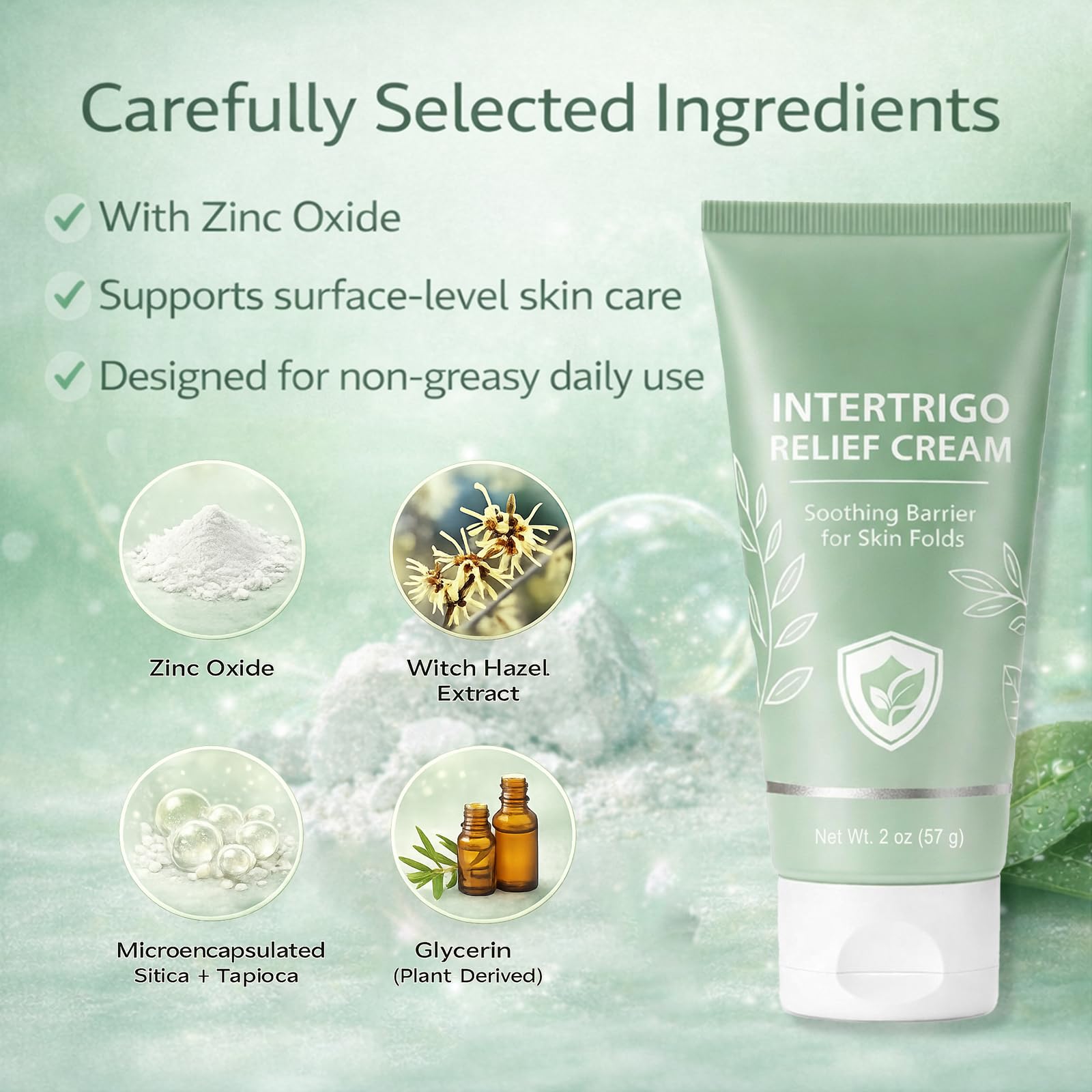 JINMAO Intertrigo Cream apply on skin-fold area shows easy daily care.
