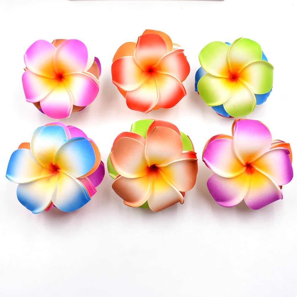 Jinshining plumeria hawaiana lila, realza looks tropicales con brillo suave.