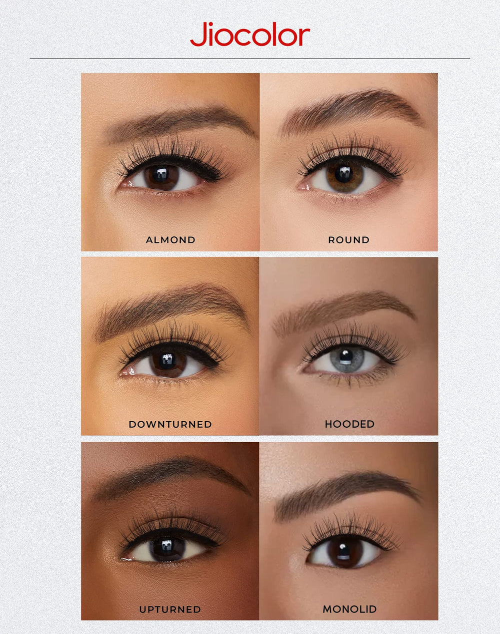 Jiocolor seven pair lash set with varied lengths for versatile styling