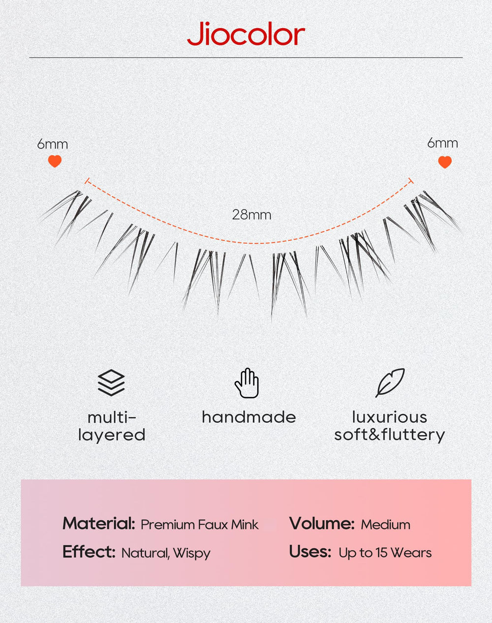 Jiocolor synthetic fibers deliver soft, natural lash texture