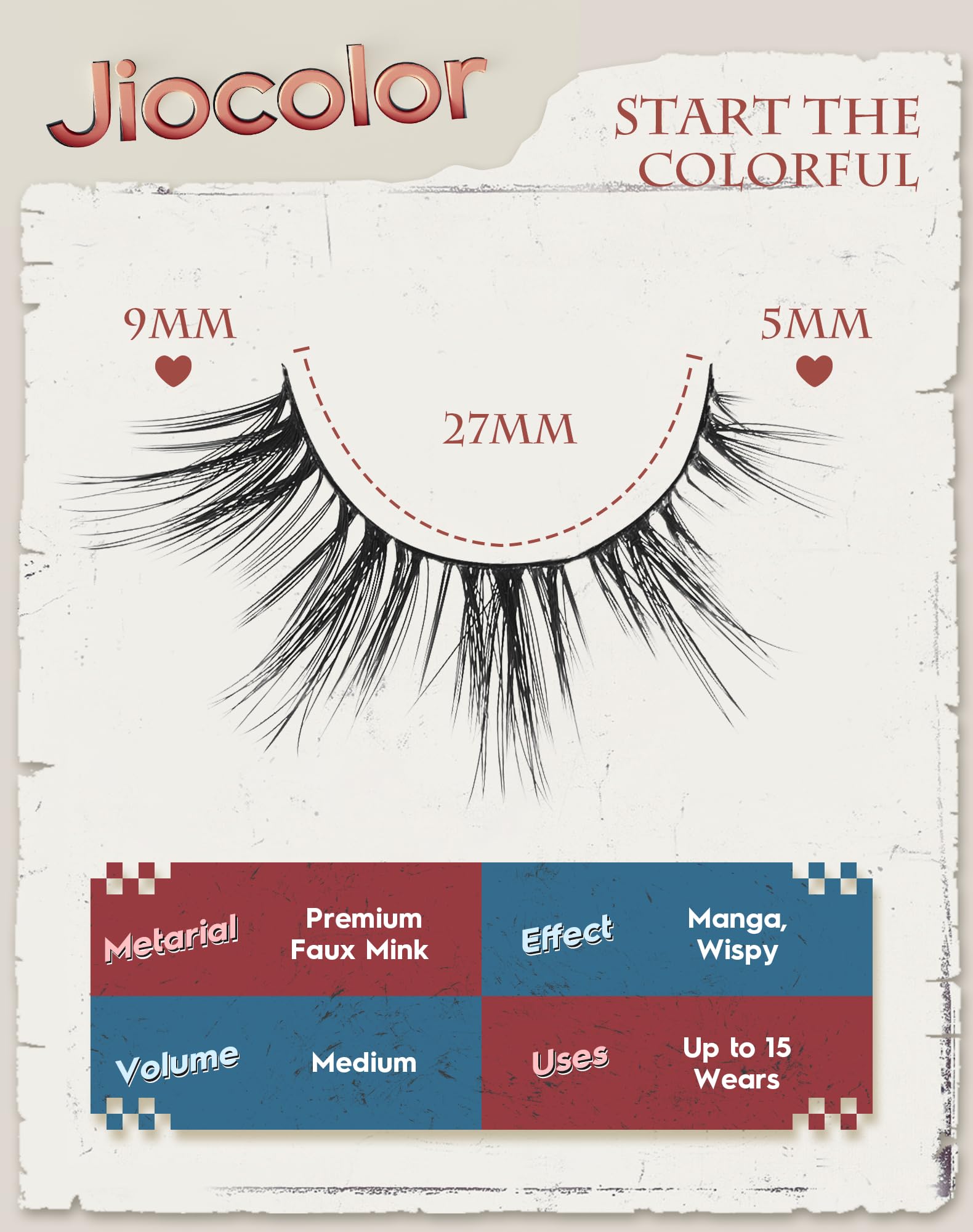 Jiocolor flexible-band lashes that fit eye curve for easy adjustment