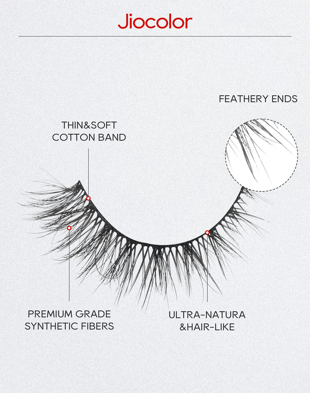 Jiocolor Lashes soft-cotton-band reduces irritation during wear.