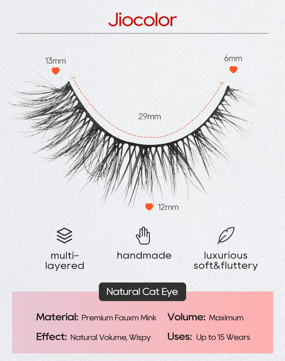 Jiocolor Lashes ultra-thin-band delivers a barely-there line and natural finish.