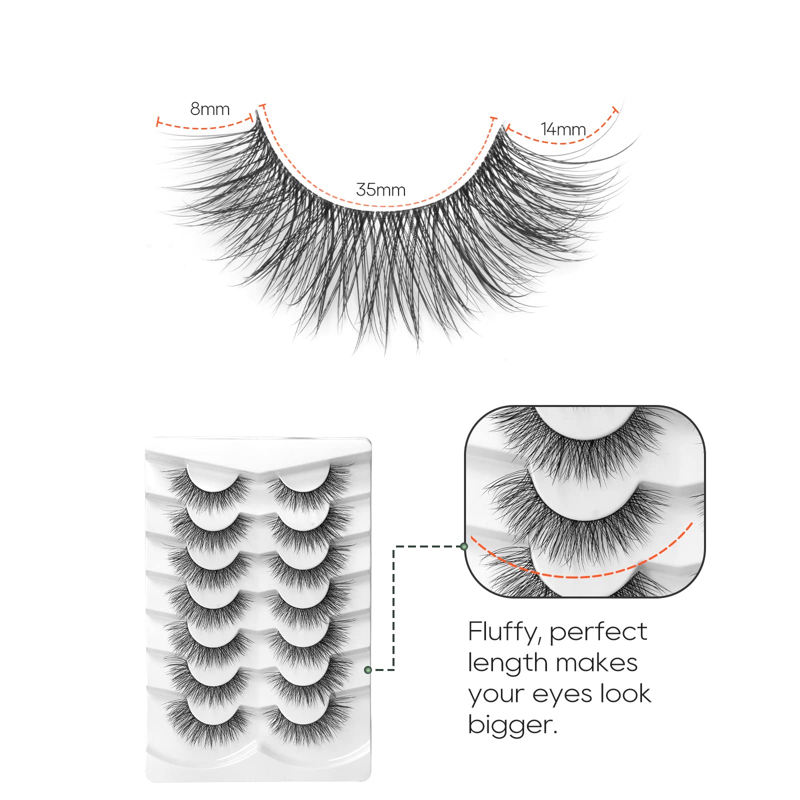 Jiocolor volume eyelashes 3D faux mink look close-up showing natural lift.