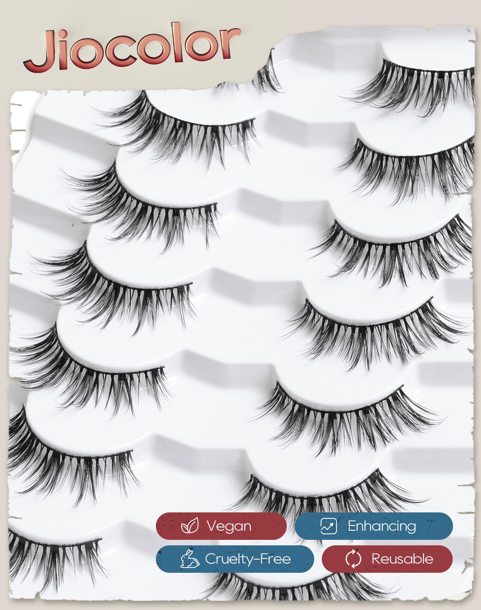 Jiocolor volume lash clusters providing a soft, wispy effect