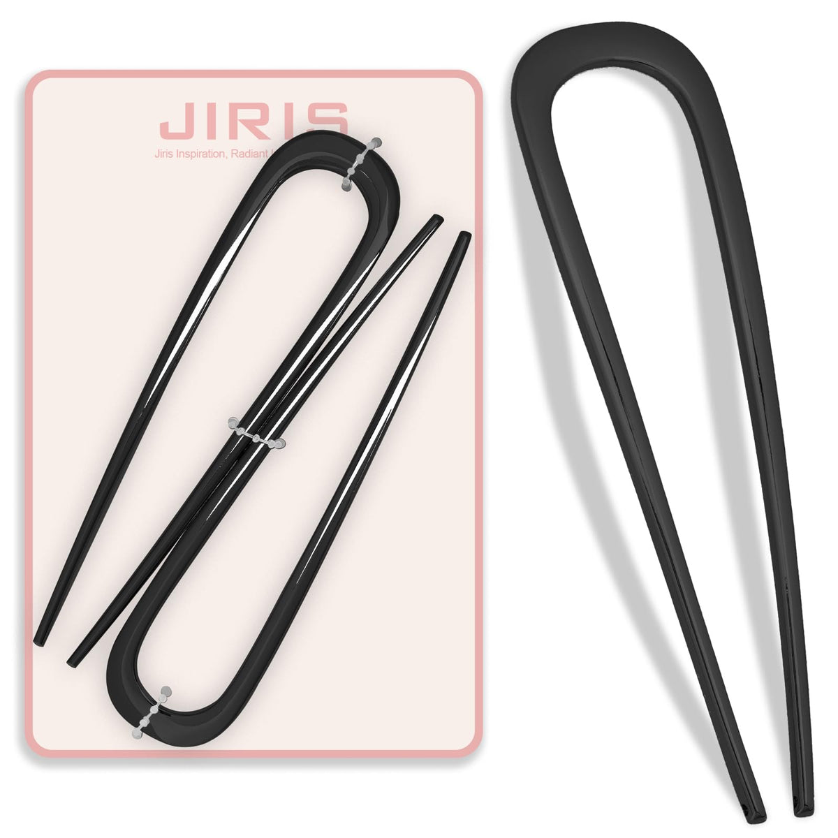 JIRIS u-shape hair pin in black securely holds updos.