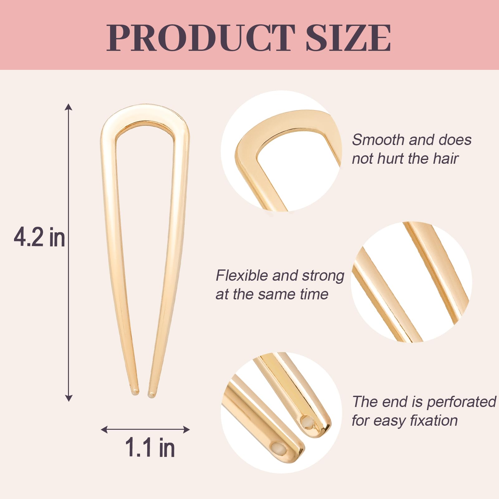 JIRIS gold packaging for 2-piece U-shaped hair pins, gift-ready presentation