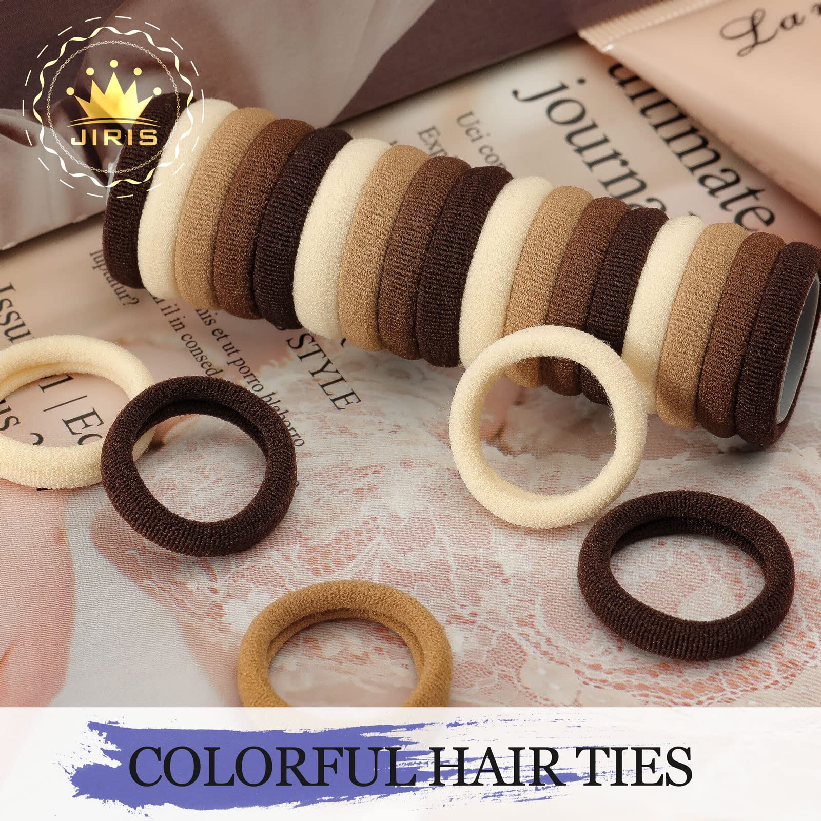 JIRIS 100-piece pack of brown cotton hair ties