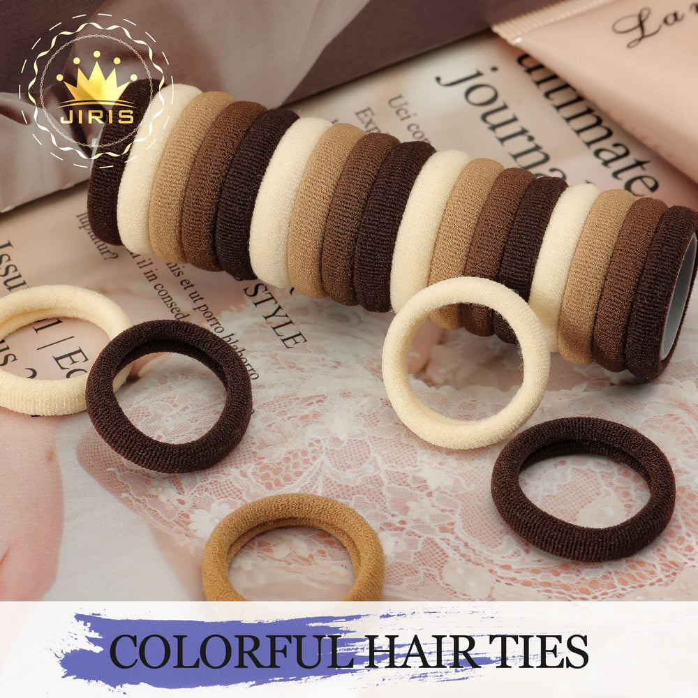 JIRIS 100-piece pack of brown cotton hair ties
