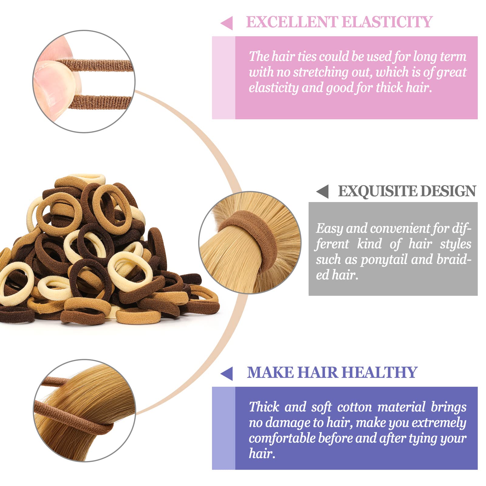 JIRIS elastic-stretch hair ties extend from 4 cm to 30 cm