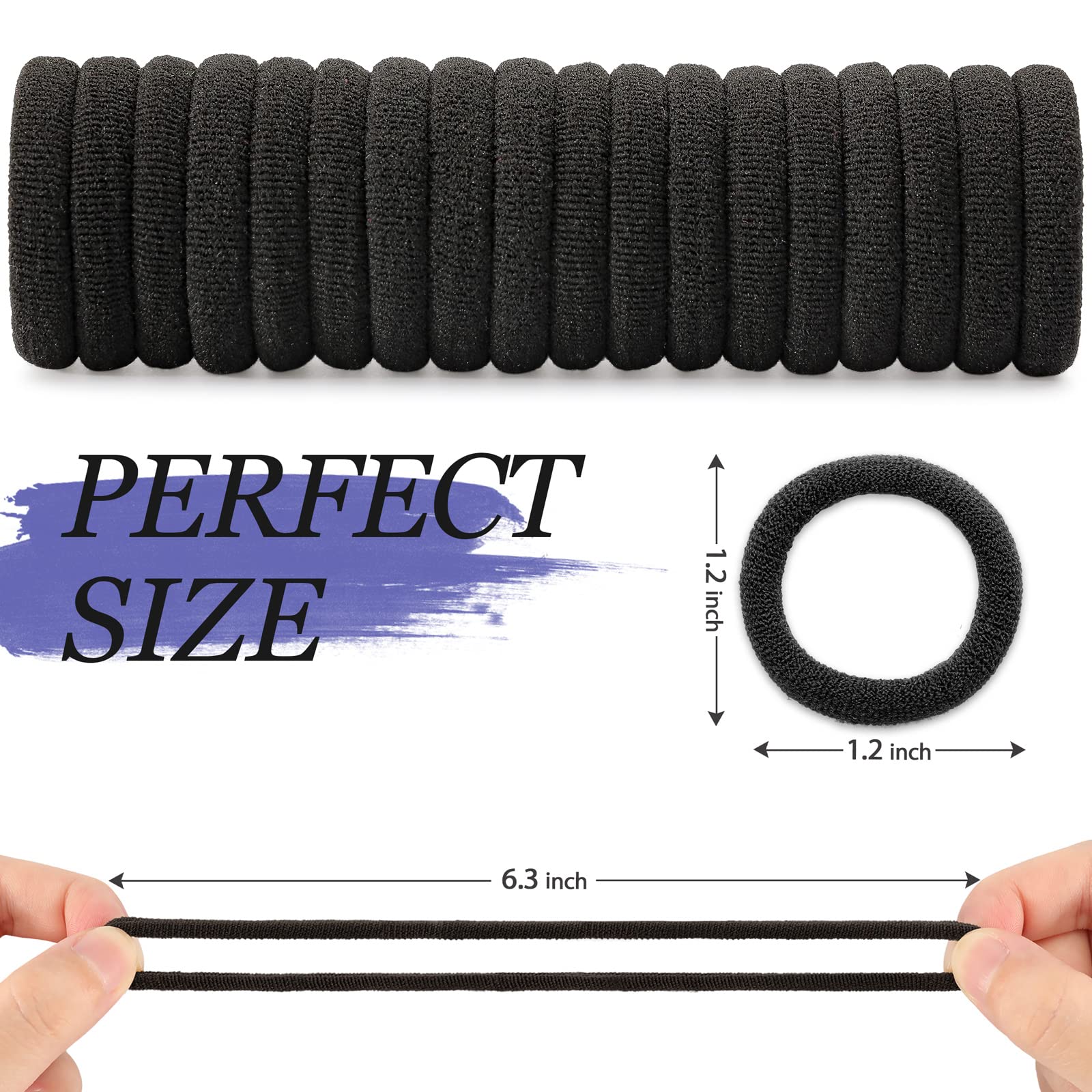 JIRIS cotton seamless hair ties close-up showing soft material to prevent snagging.