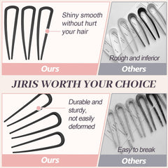 JIRIS u-shaped hair pin in black top view with smooth edges.