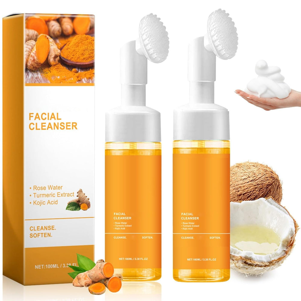 JISKG limpiador facial de cúrcuma con cepillo para limpieza profunda