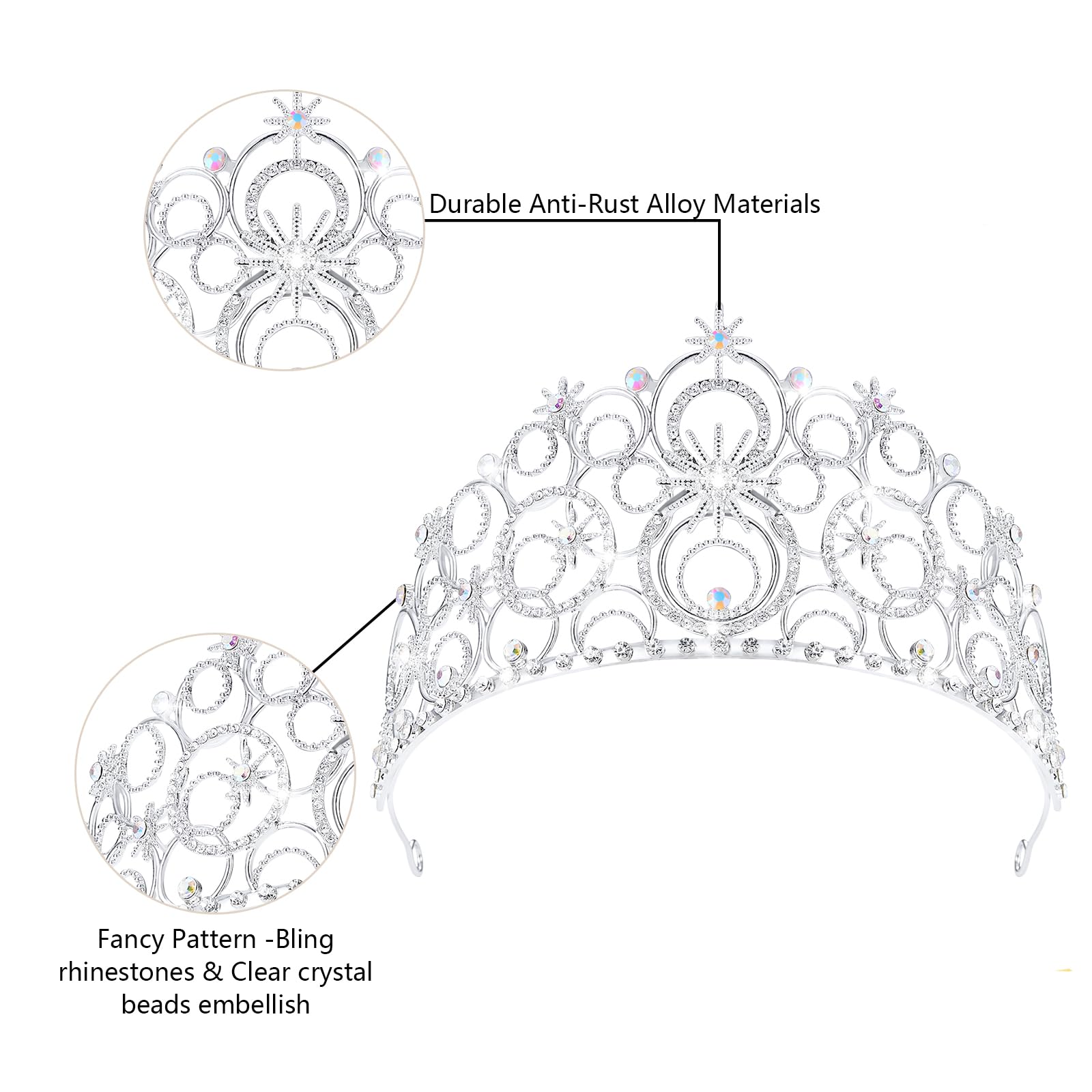 Tiara de novia JITINX, cristal elegante para novia