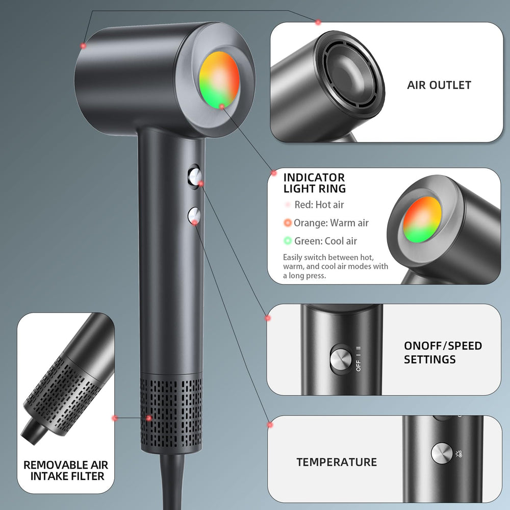 JITOOW diffuser and nozzle attachments enhance curls and sleek finishes