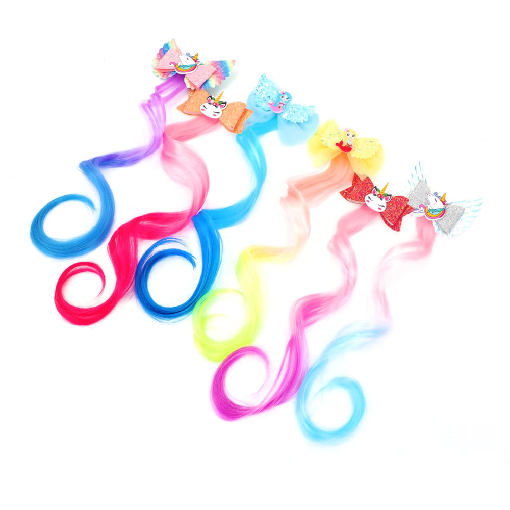JIUSERLU glitter bow hair clip highlighting colorful ombre strands for sparkly everyday wear