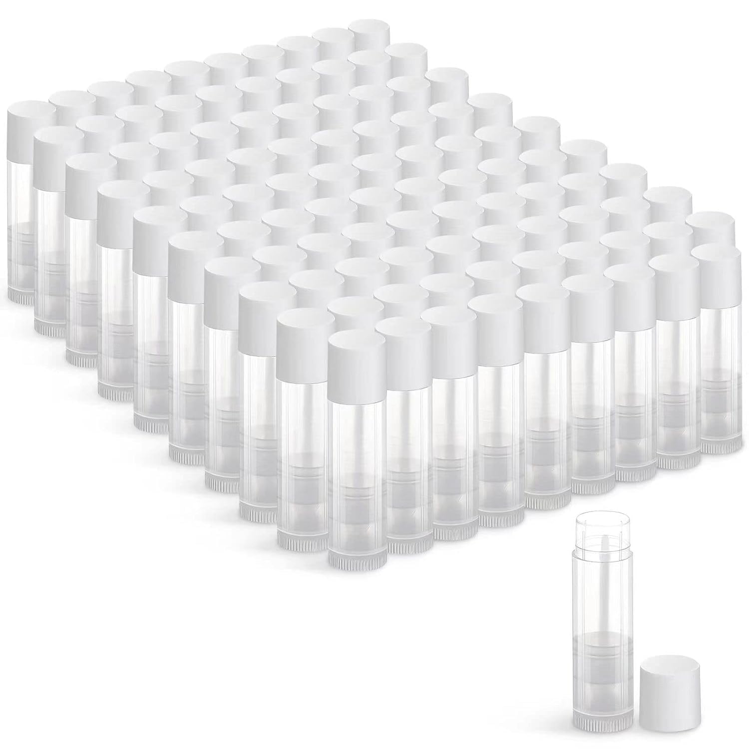 JIUZHU 100 tubos vacíos para bálsamo labial con tapas, ideal para hacer en casa.