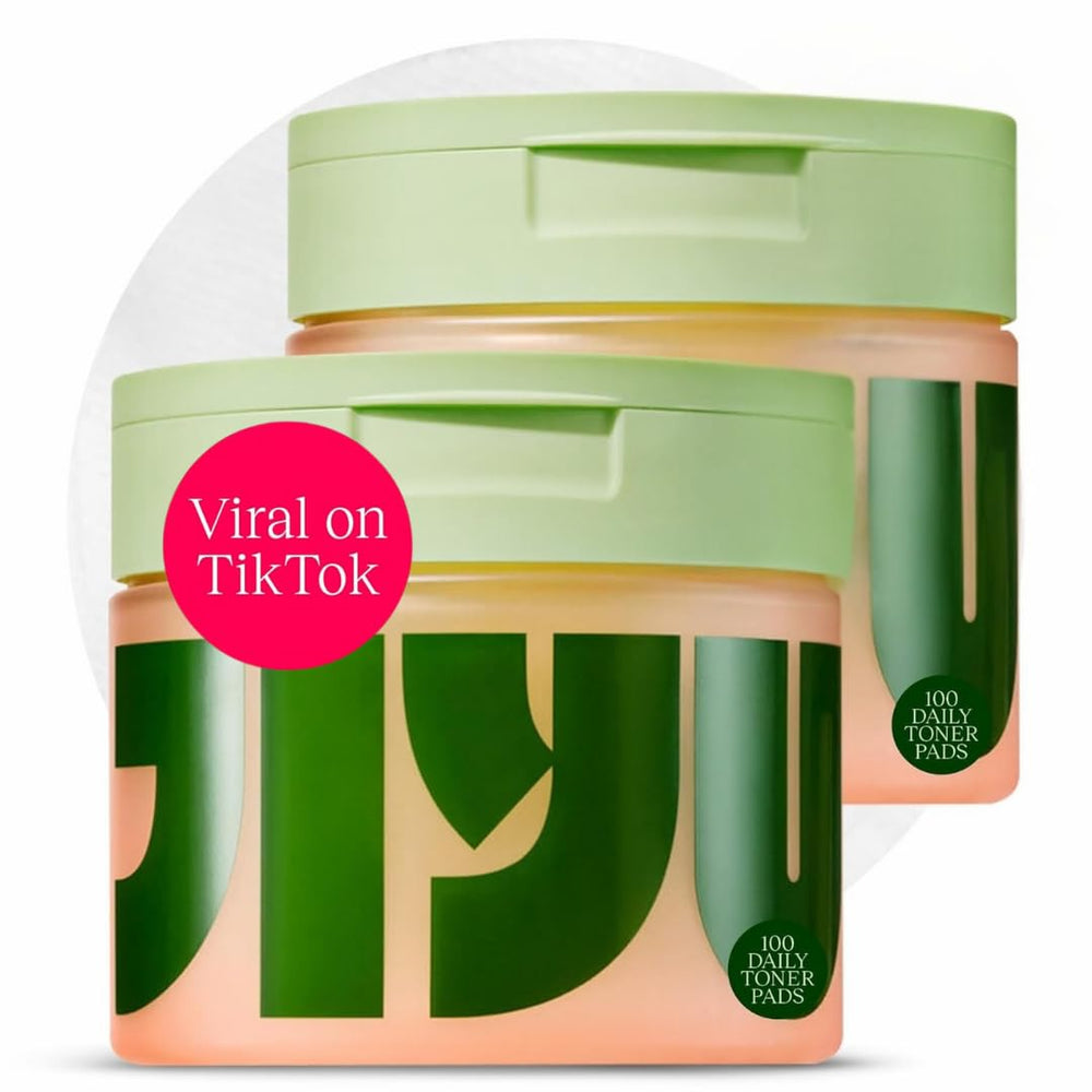 JiYu Toning Polish Pads pack open, highlighting two-pack value for daily toning.