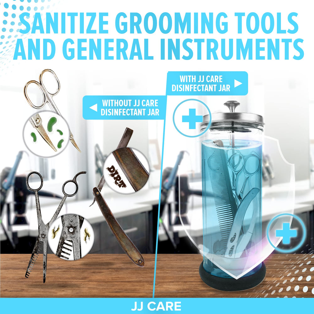 JJ CARE Disinfectant Jar with removable basket for easy tool access