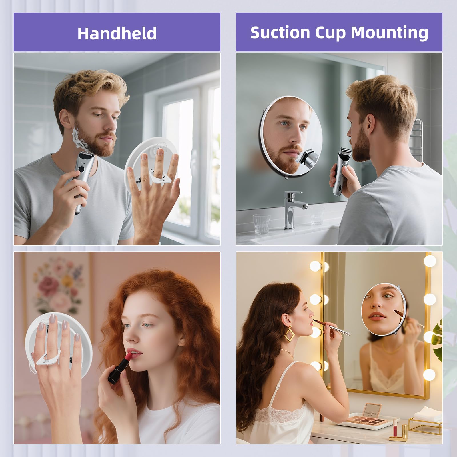 JJhxr compact makeup mirror on the go for detailed grooming.