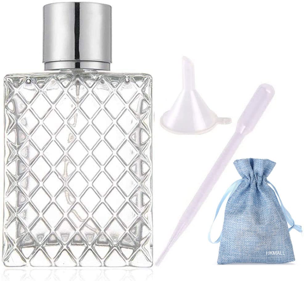JJKMALL 100ml glass spray bottle with silver sprayer for essential oils and perfumes.
