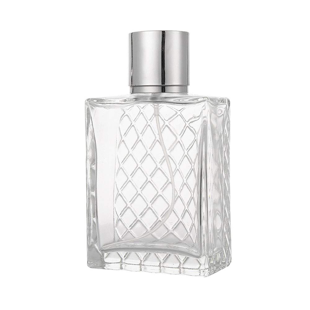 JJKMALL clear glass bottle showing refillable design and sturdy construction.