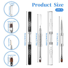 JJUNW double-ended white nail brush for liner and design