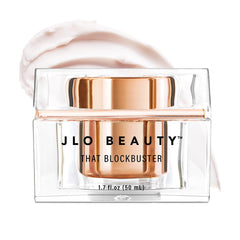 JLO Beauty That Blockbuster Hydrating Cream jar showing rich moisture and glow