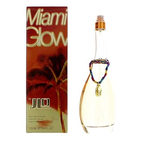 J.Lo Miami Glow packaging front showcases tropical sweetness and elegant design for a party-ready vibe.