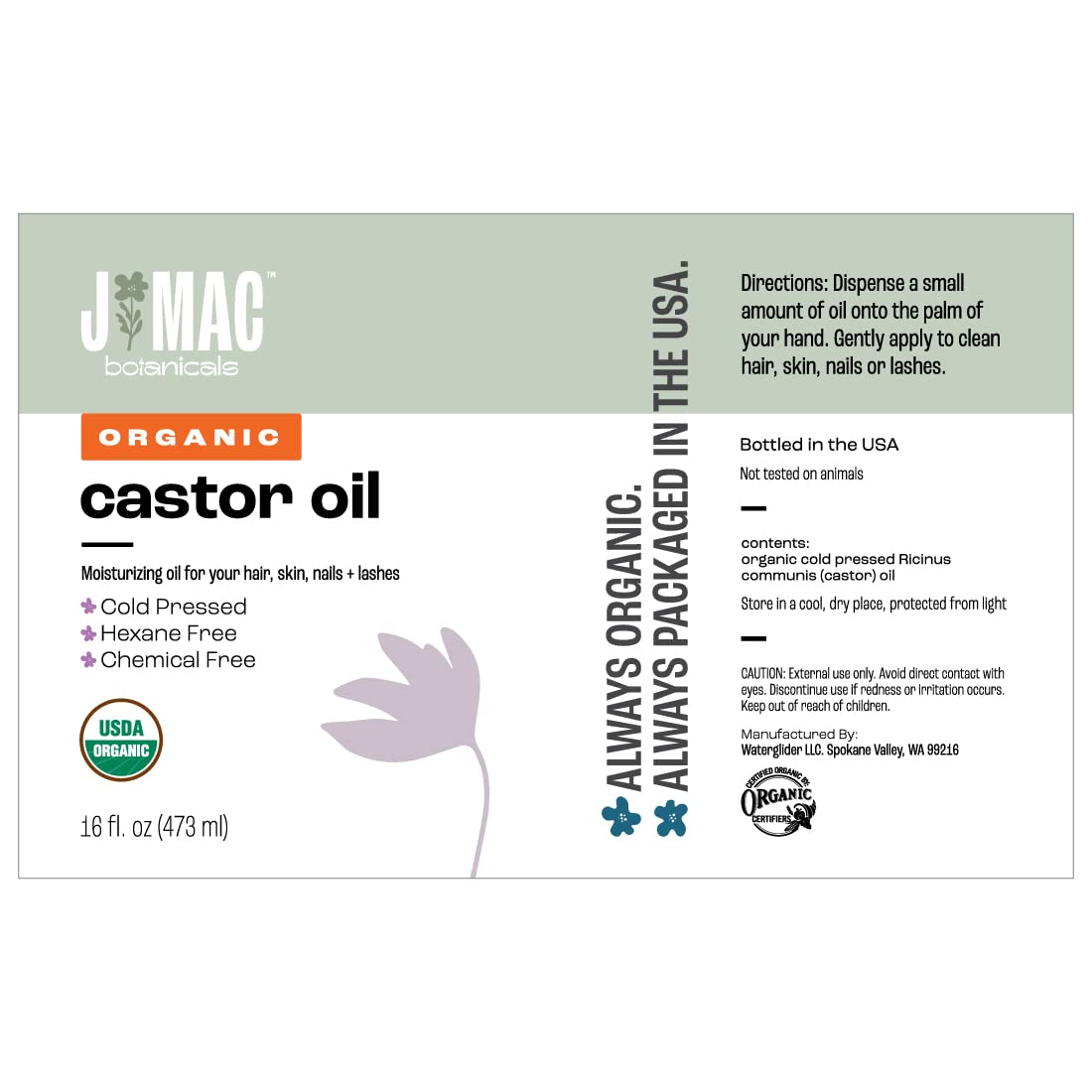 J Mac Botanicals castor oil for pack wraps and pads care.